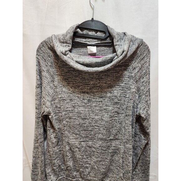 HELLO MELLO WOMENS LARGE GRAY THIN SWEATER COWL SALT & PEPPER SOFT PREPPY COZY - Picture 6 of 11